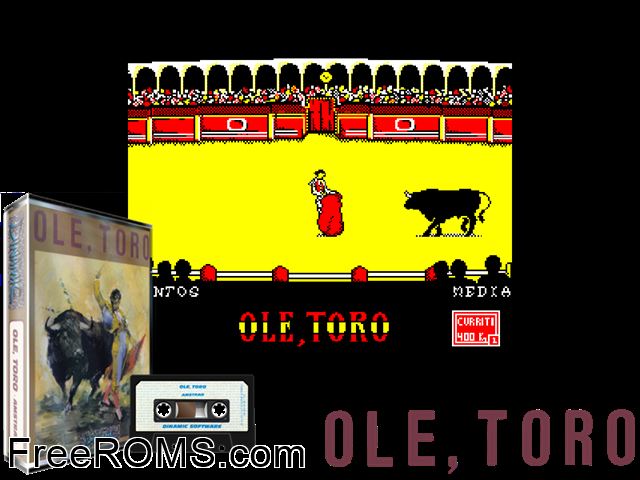 Ole Toro (S) (1985) [a1] Amstrad CPC game showing 3D box cover and gameplay screenshot
